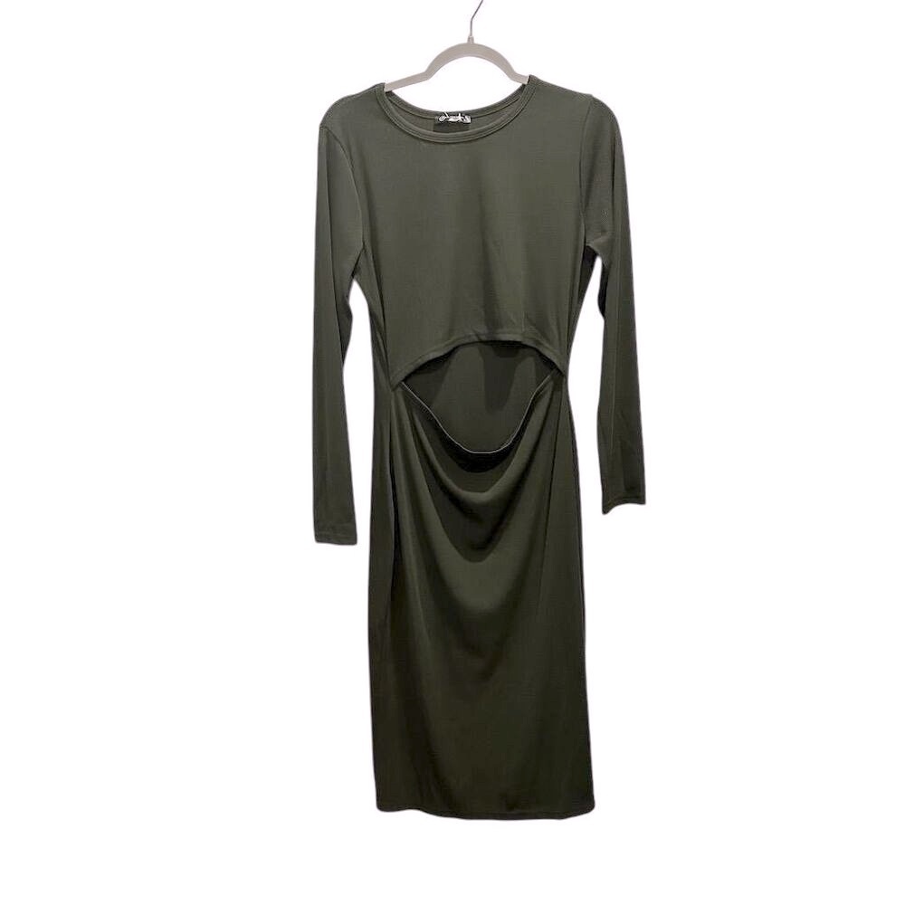 PrettyGarden Women's Green‎ Ruched Cutout Knee Length Dress Size M